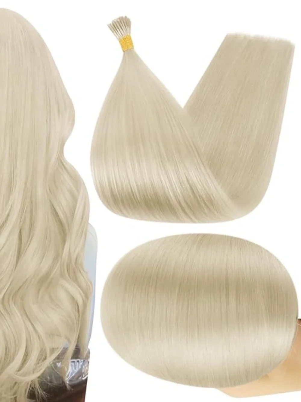 20'' #60 Platinum Blonde Ktip Extensions - 50 grams